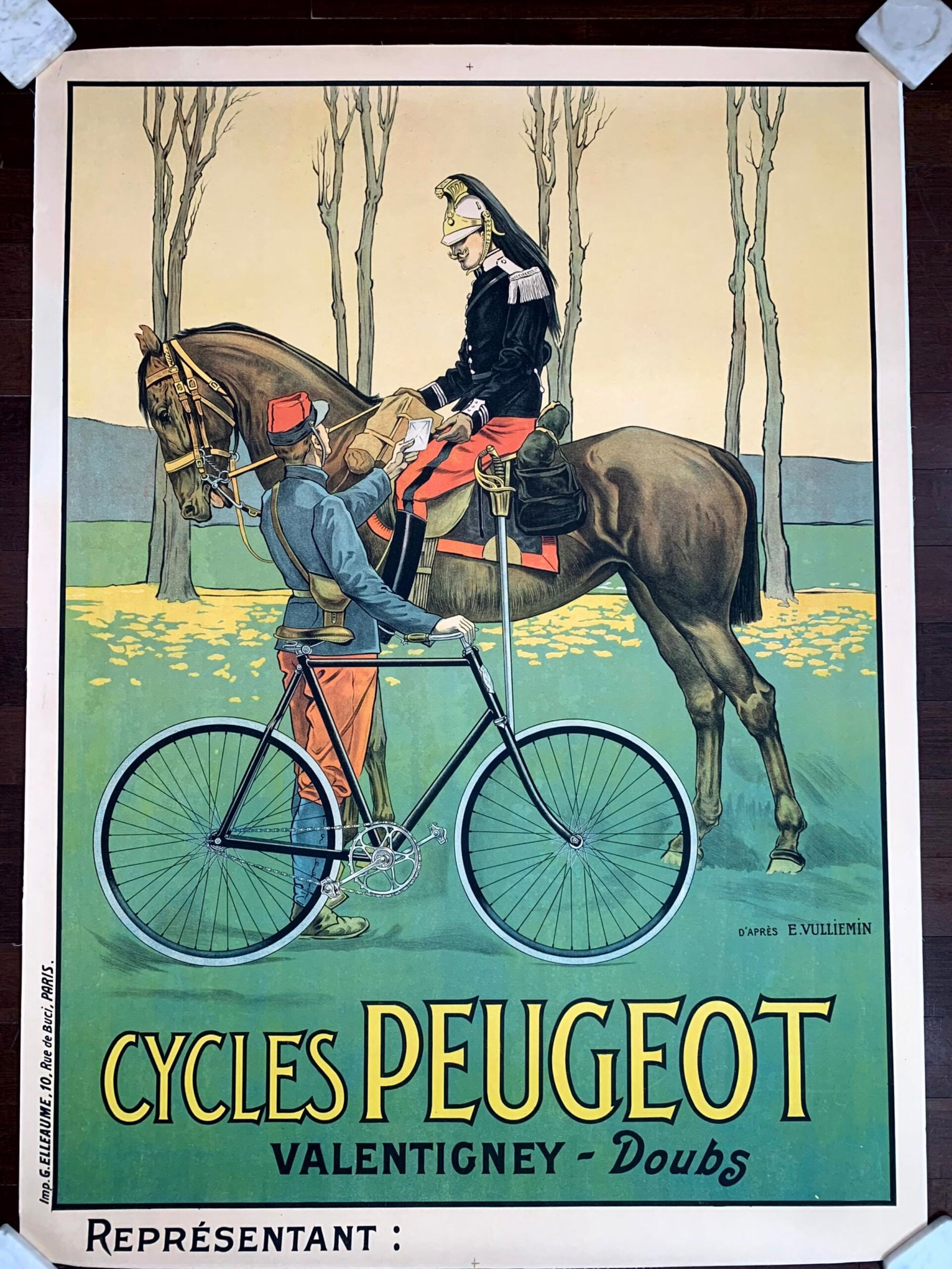 Cycles Peugeot - Art by Roger Perot (1931) 43"X58.5" French Advertising Poster LB - 2