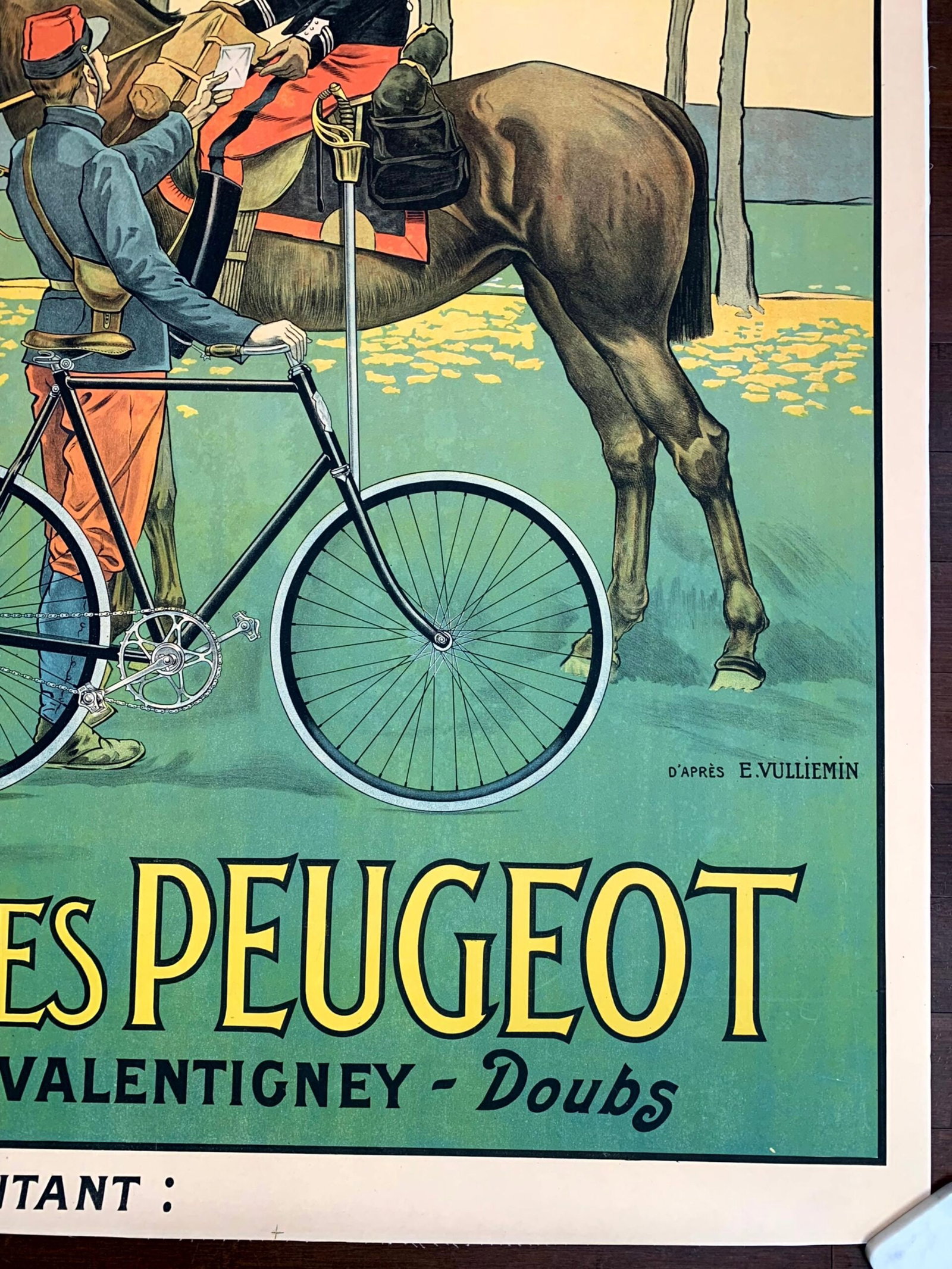 Cycles Peugeot - Art by Roger Perot (1931) 43"X58.5" French Advertising Poster LB - 5