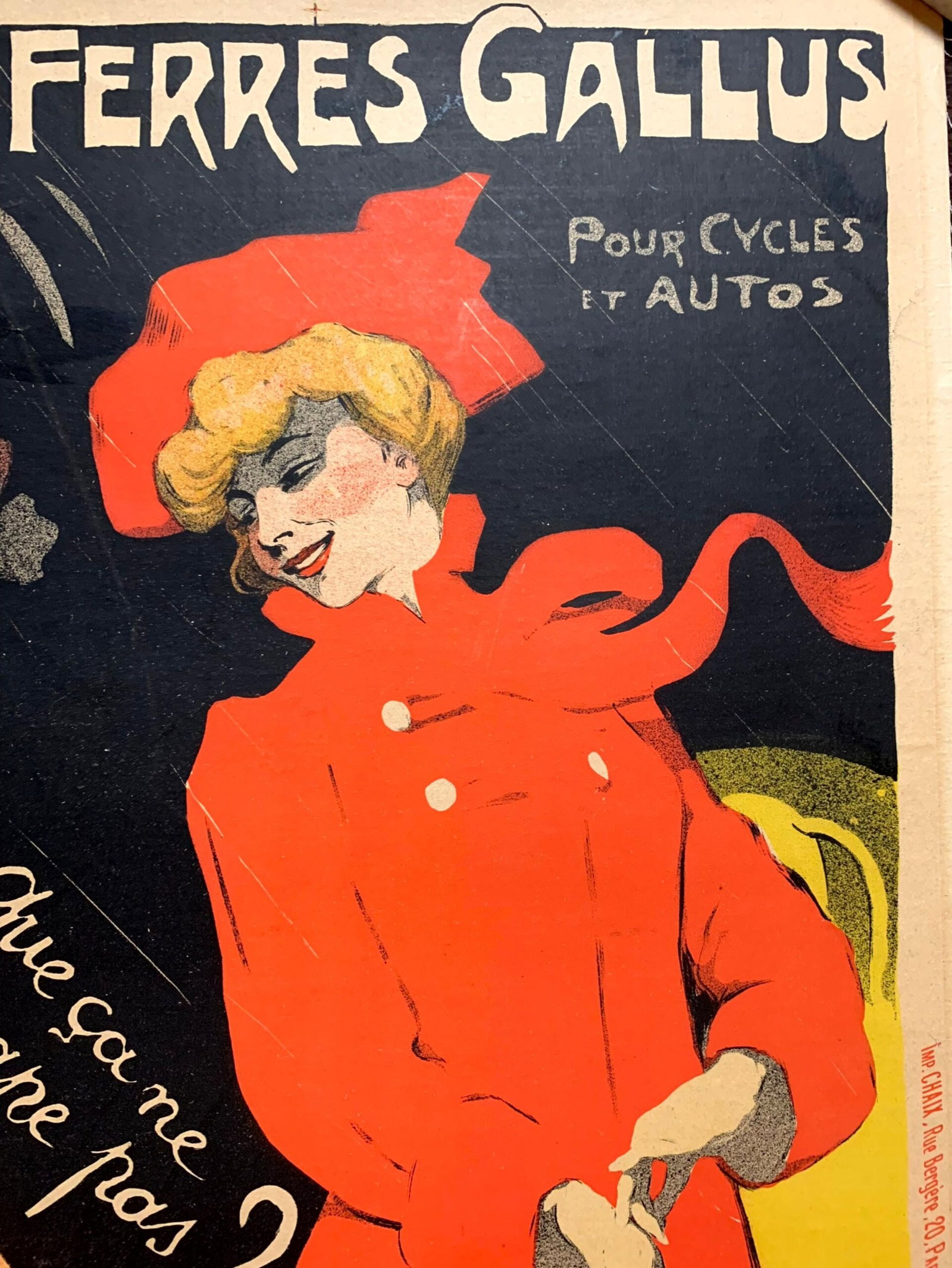 Pneu Ferres Gallus - Art by Grun (1900) 15.5"X23.5" French Advertising Poster LB - 2