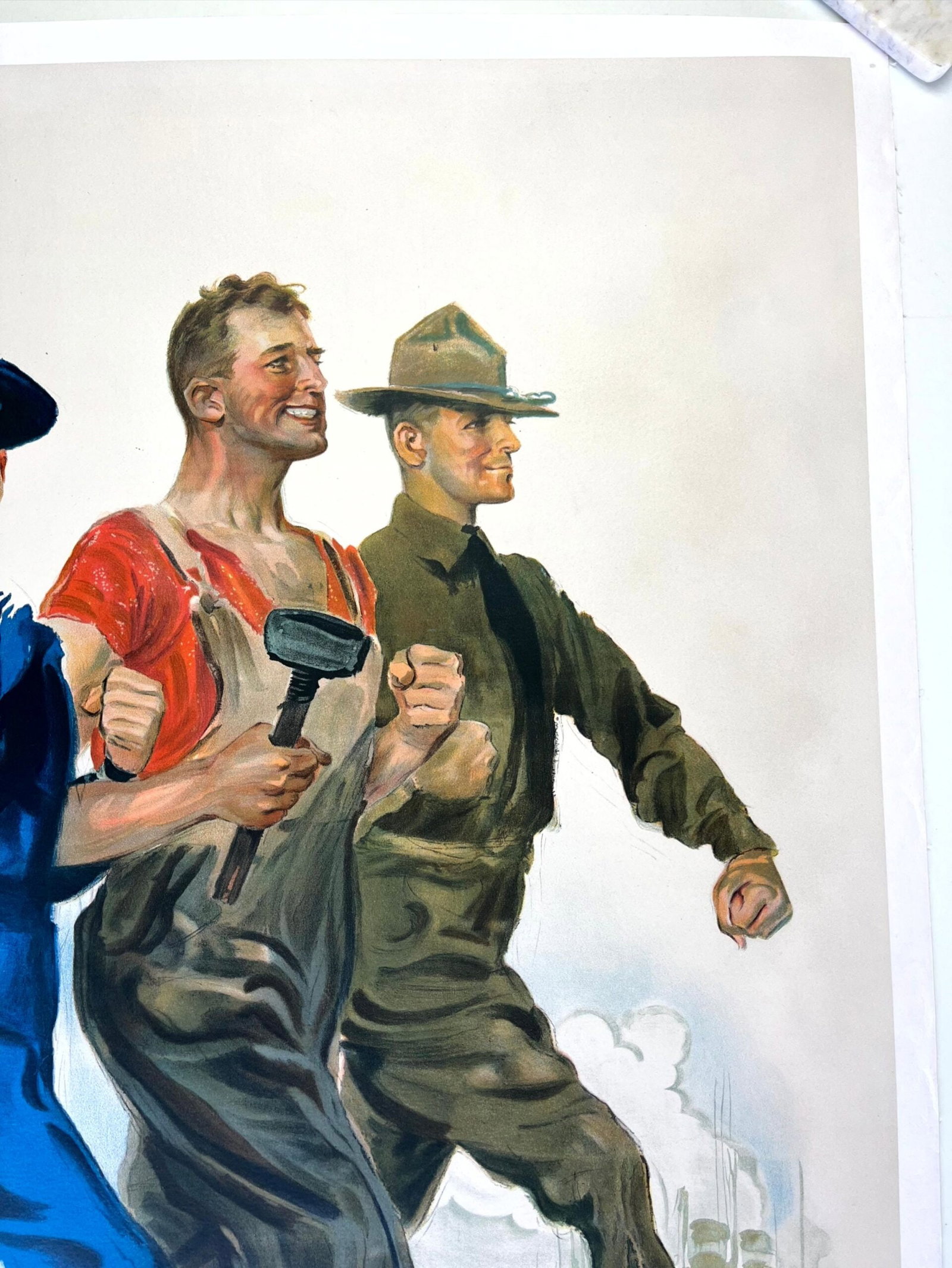 Together We Win - Art by James Flagg (1918) 28"x38" US WWII Patriot Poster LB - 3
