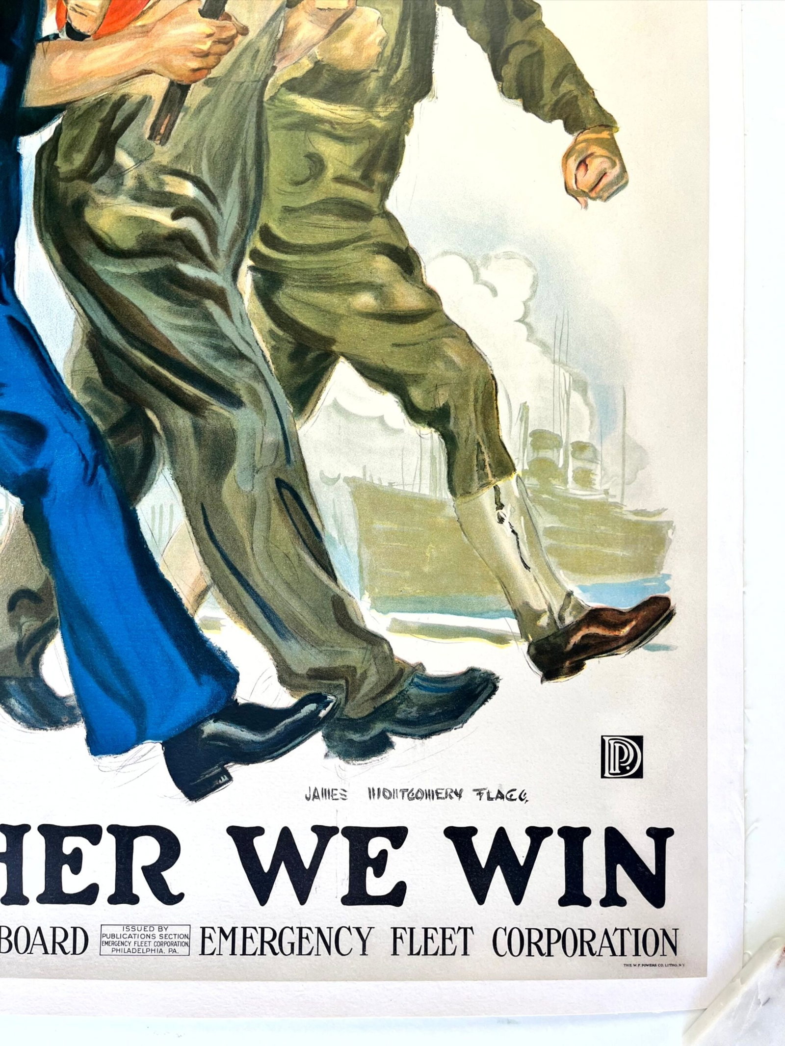 Together We Win - Art by James Flagg (1918) 28"x38" US WWII Patriot Poster LB - 4
