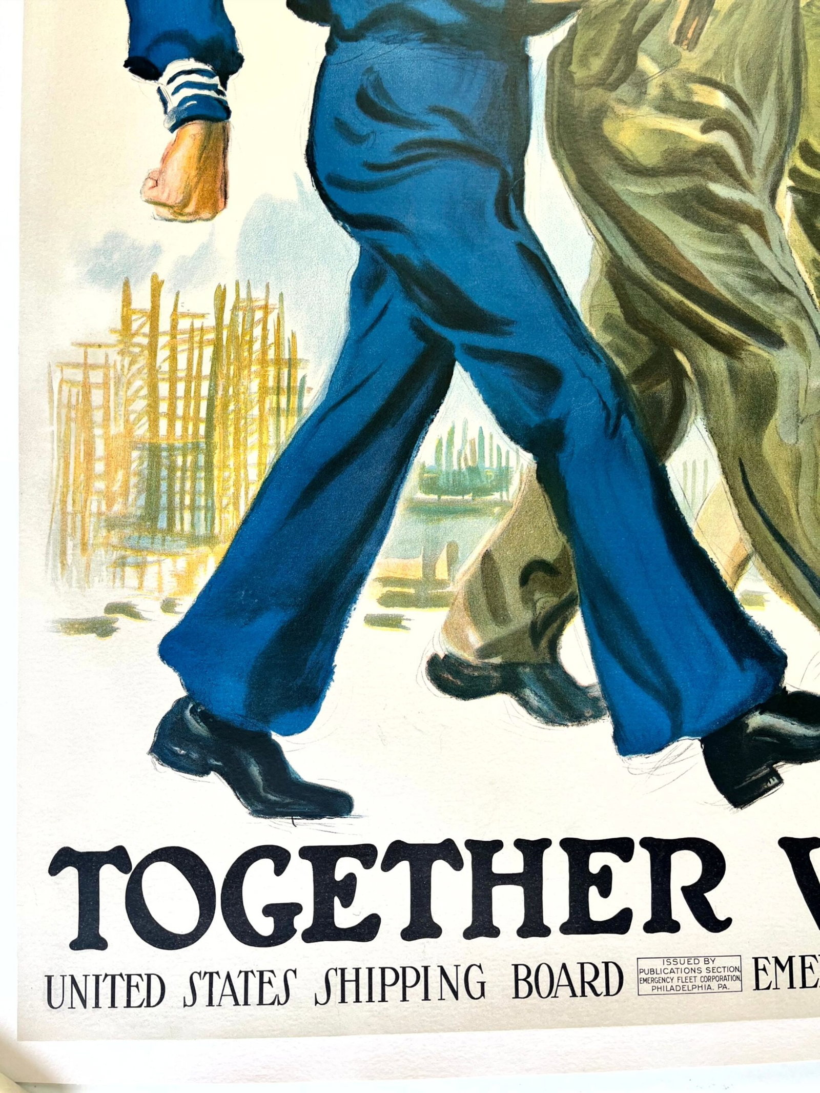 Together We Win - Art by James Flagg (1918) 28"x38" US WWII Patriot Poster LB - 5