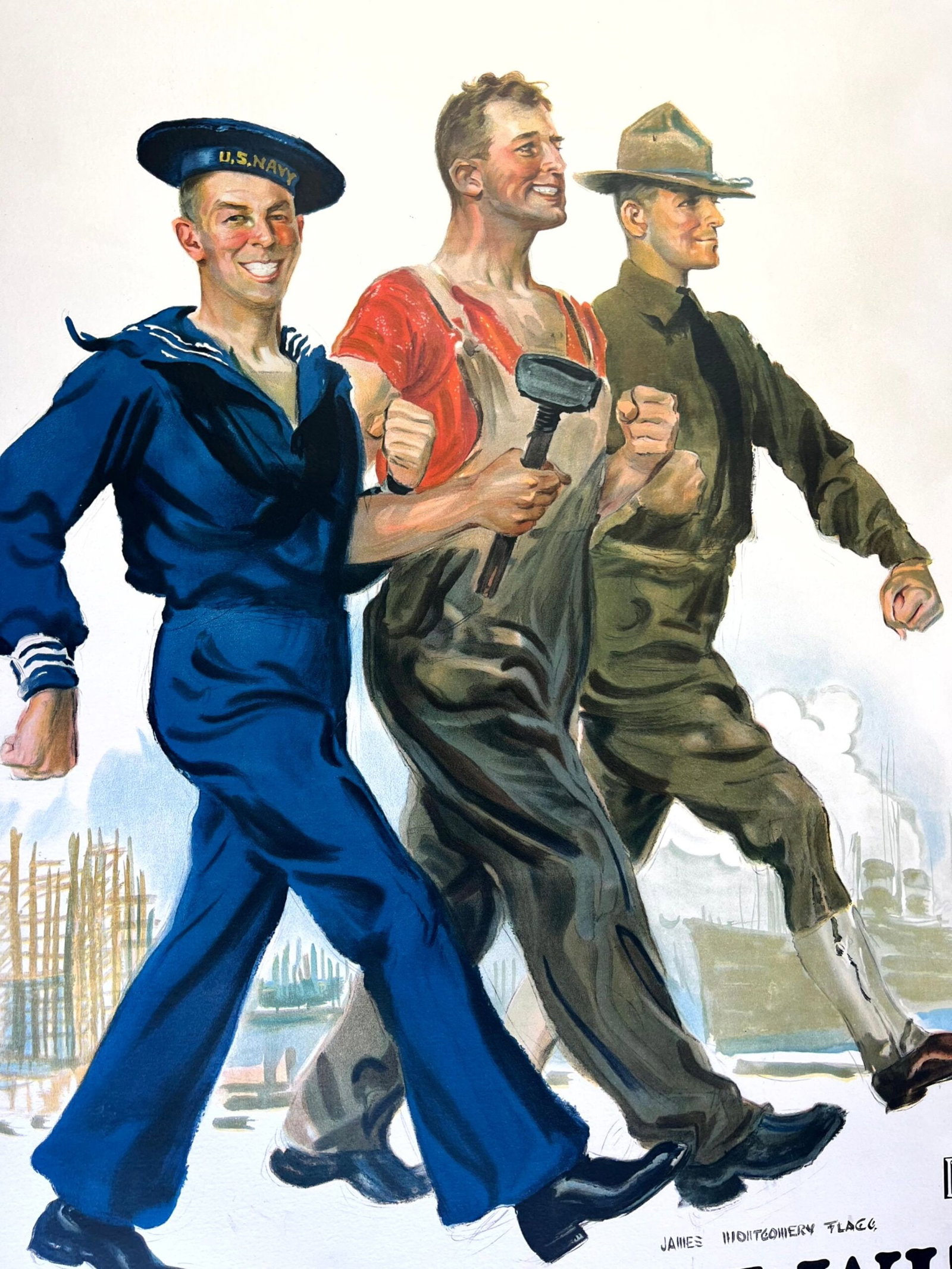 Together We Win - Art by James Flagg (1918) 28"x38" US WWII Patriot Poster LB - 6