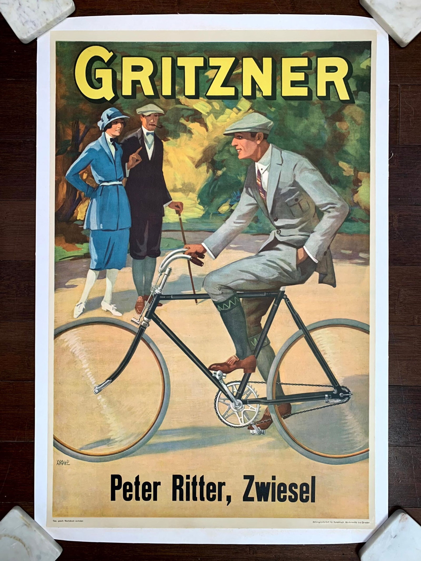 Gritzner Bicycles - Art by Wilhelm Wandapfel (1925) 20.25"X31" German Advertising Poster LB (1 of 6)