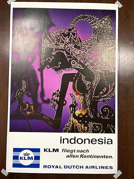 Indonesia - Klm Airlines - Wayang Puppets (1960's) 25.375x40 Dutch Advertising Poster - 2