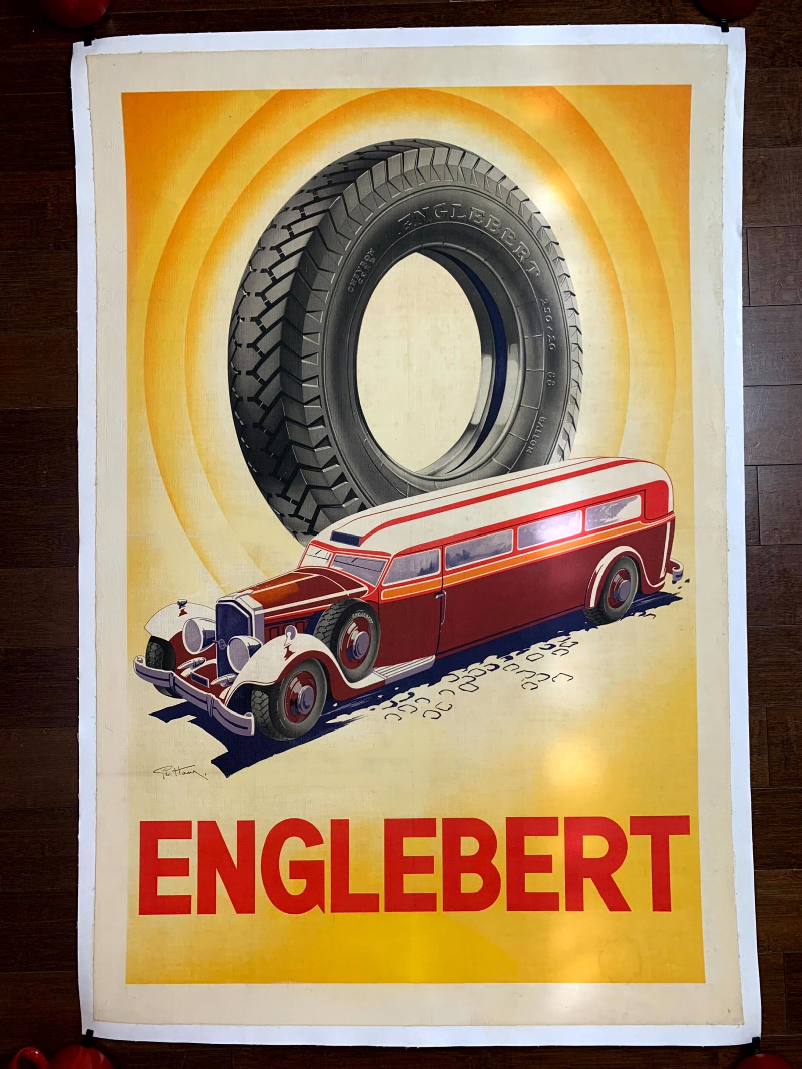 Englebert Tire - Art by George Ham (1933) 30x45 French Advertising Poster LB - 2