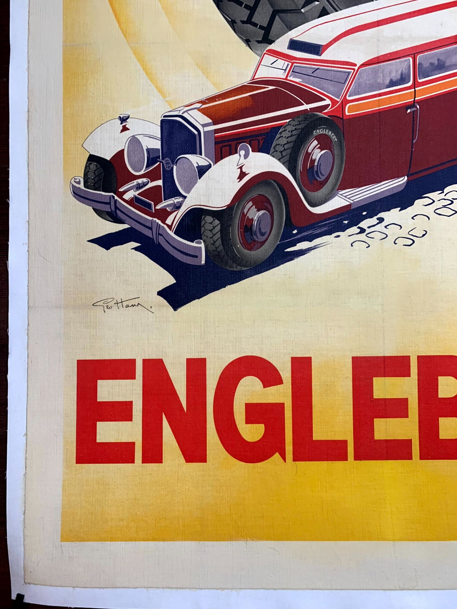 Englebert Tire - Art by George Ham (1933) 30x45 French Advertising Poster LB - 6