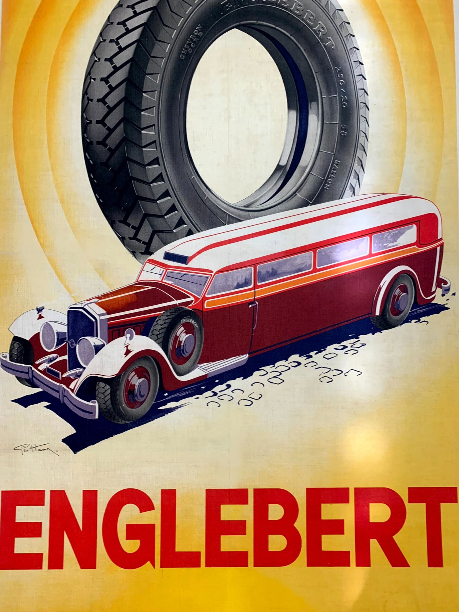 Englebert Tire - Art by George Ham (1933) 30x45 French Advertising Poster LB - 7