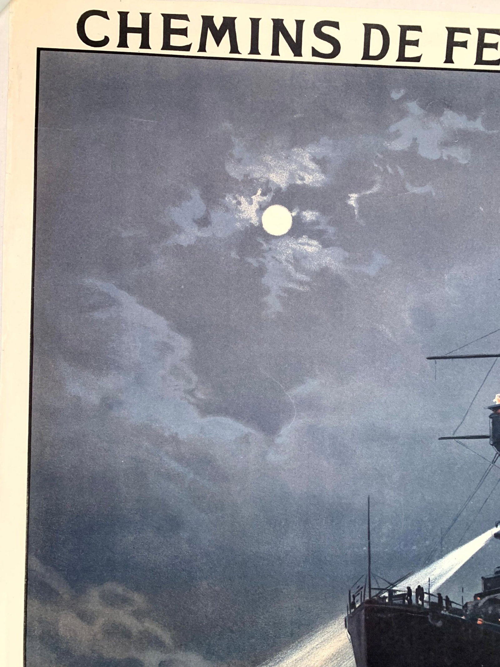 Manche Et Ocean Warship - Art by Louis Tauzin (1950) 30.5"X41.5" French War Poster LB - 2