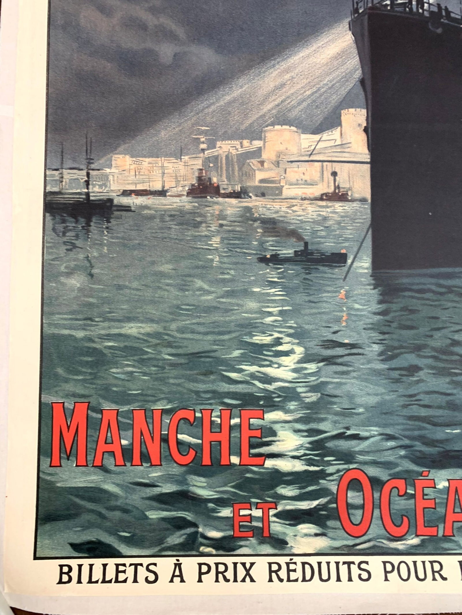 Manche Et Ocean Warship - Art by Louis Tauzin (1950) 30.5"X41.5" French War Poster LB - 5
