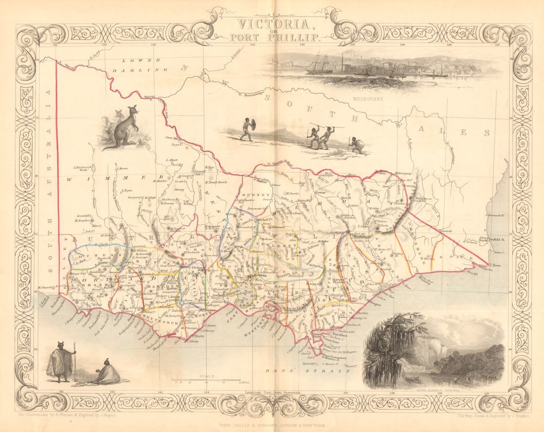 VICTORIA OR PORT PHILIP'. Melbourne vignette. Australia.TALLIS/RAPKIN 1849 map (1 of 1)