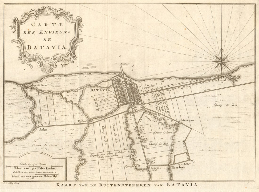 Carte des Environs de Batavia'. Jakarta, Indonesia. BELLIN/SCHLEY 1753 map (1 of 1)