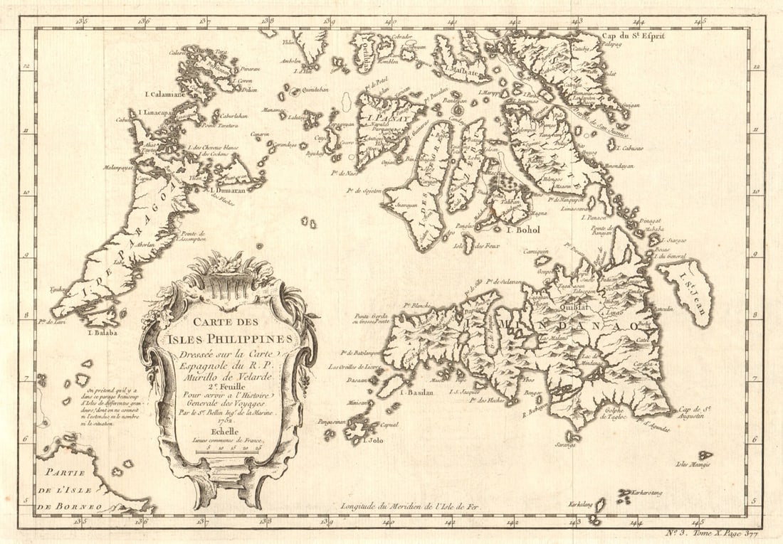 Carte des Isles Philippines 2e feuille'. Visayas Mindanao. BELLIN 1752 map (1 of 1)