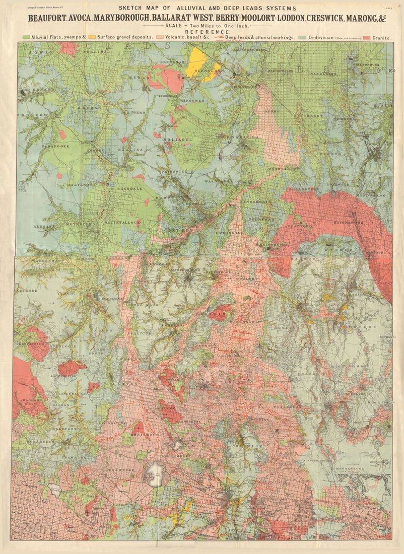 Beaufort Avoca Maryborough Ballarat West Berry-Moolort-Loddon Creswick 1909 map (1 of 1)