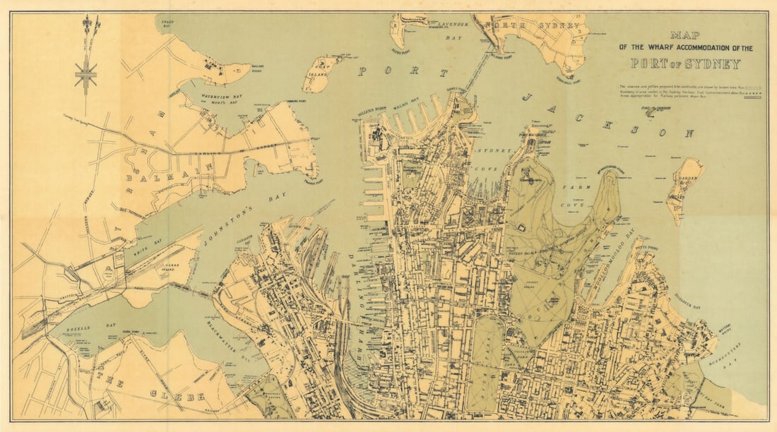 Map of the Wharf Accommodation of the Port of Sydney. Harbour Commissioners 1919 (1 of 1)