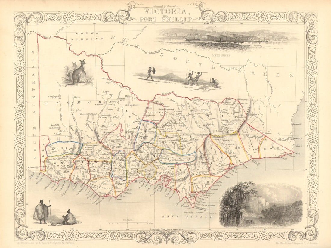 VICTORIA OR PORT PHILIP'. Showing Goldfields. Australia.TALLIS/RAPKIN 1851 map (1 of 1)