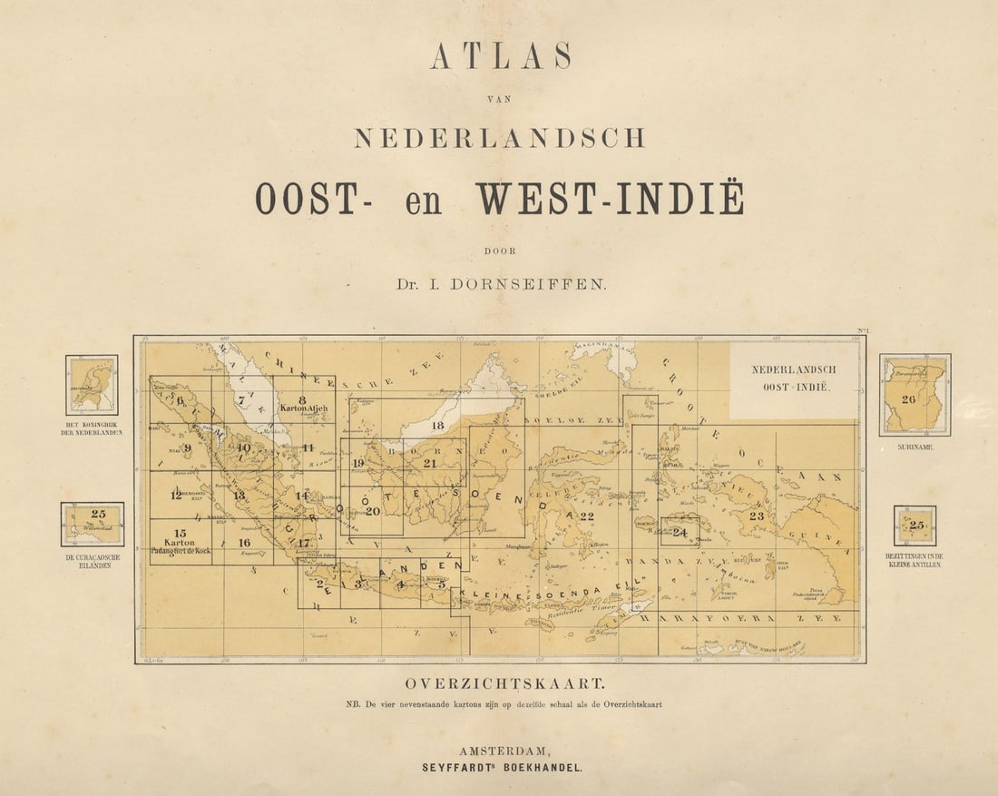 DUTCH EAST INDIES. Indonesia. Index map. DORNSEIFFEN 1902 old antique (1 of 1)