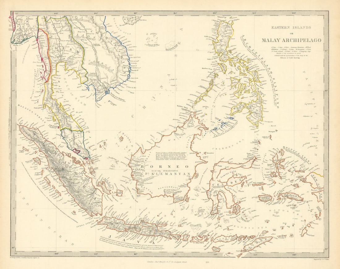 MALAY ARCHIPELAGO. Indonesia Malaysia Philippines Indochina. SDUK 1851 old map (1 of 1)