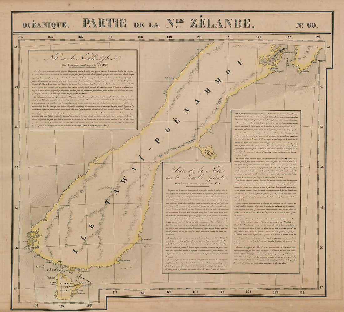 Océanique Partie de la Nle Zélande 60 New Zealand South Is VANDERMAELEN 1827 map (1 of 1)