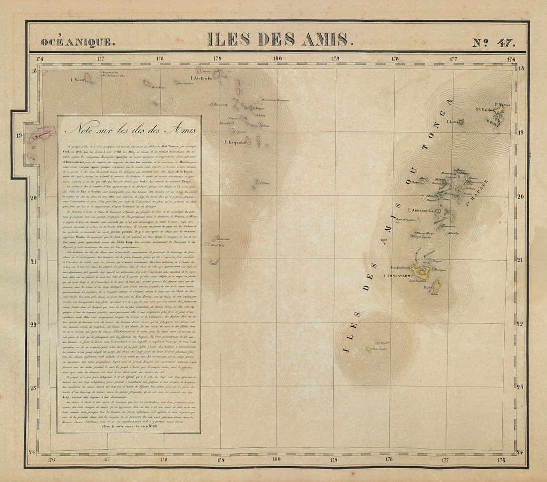 Océanique. Iles des Amis #47. Tonga. Lau & Moala, Fiji. VANDERMAELEN 1827 map (1 of 1)