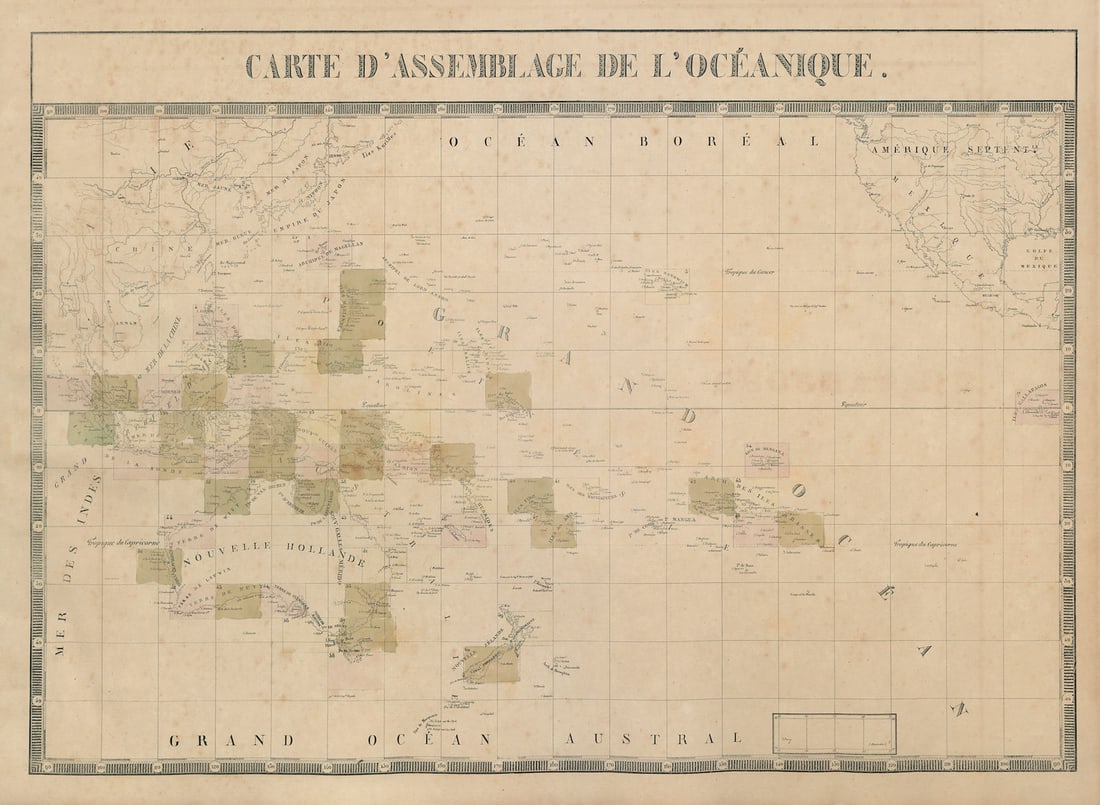 Carte d'Assemblage de l'Océanique. Pacific Ocean Oceania. VANDERMAELEN 1827 map (1 of 1)