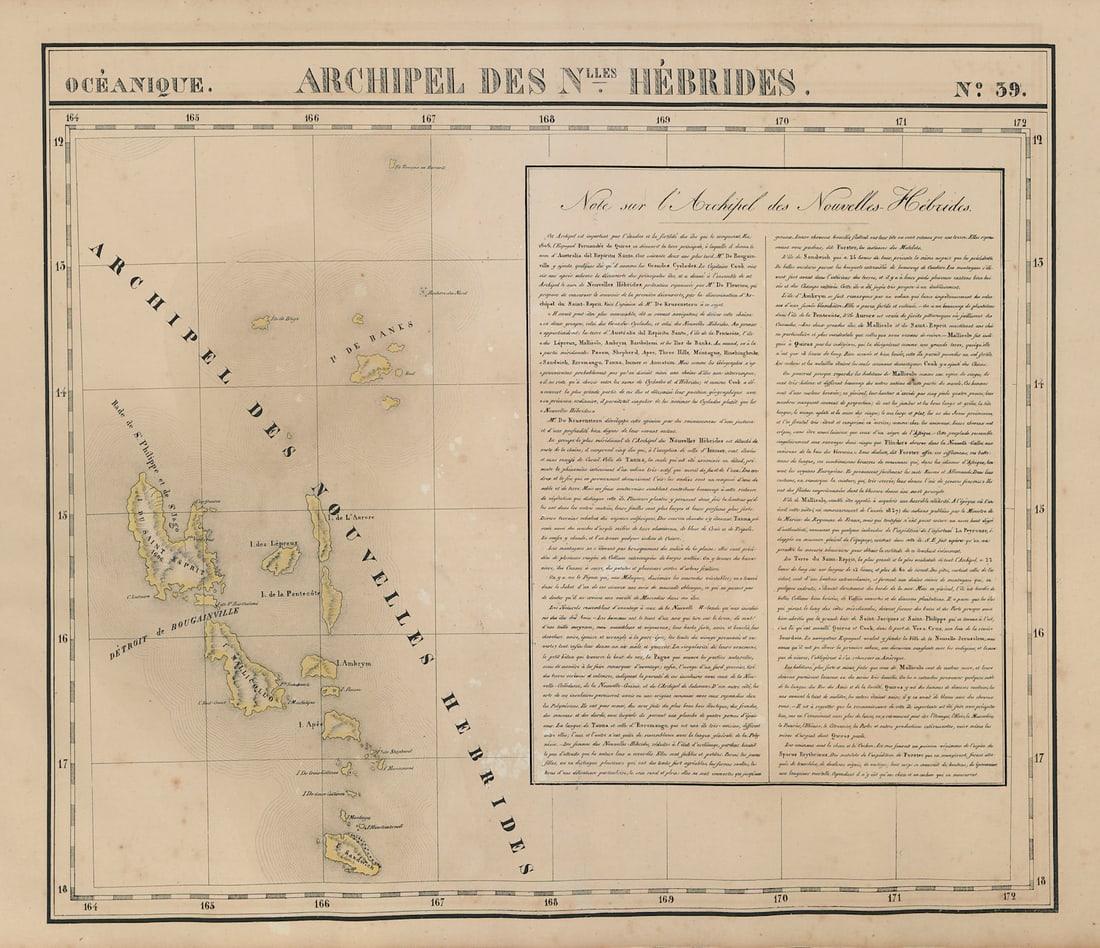 Océanique. Archipel des Nouvelle Hébrides #39. Vanuatu. VANDERMAELEN 1827 map (1 of 1)