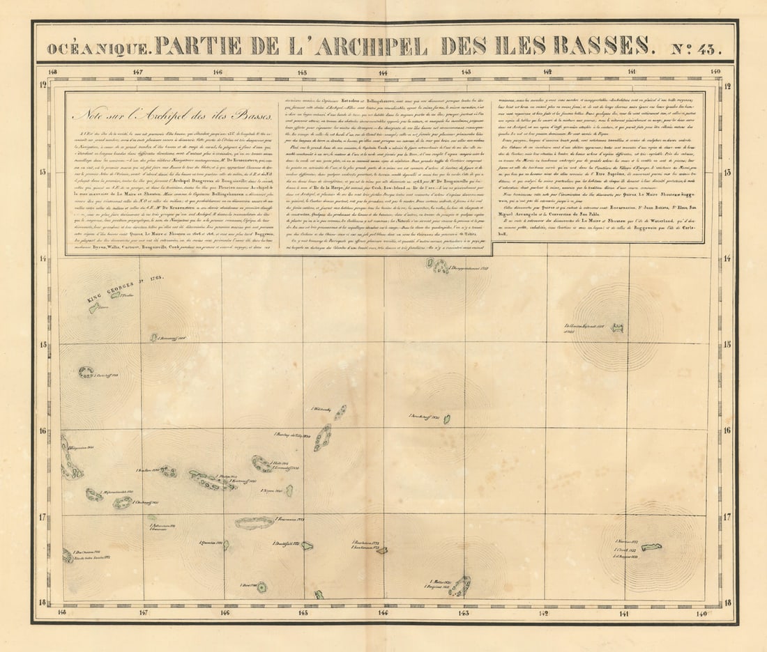 Océanique Partie… des Iles Basses 43 NE Tuamotus Polynesia VANDERMAELEN 1827 map (1 of 1)