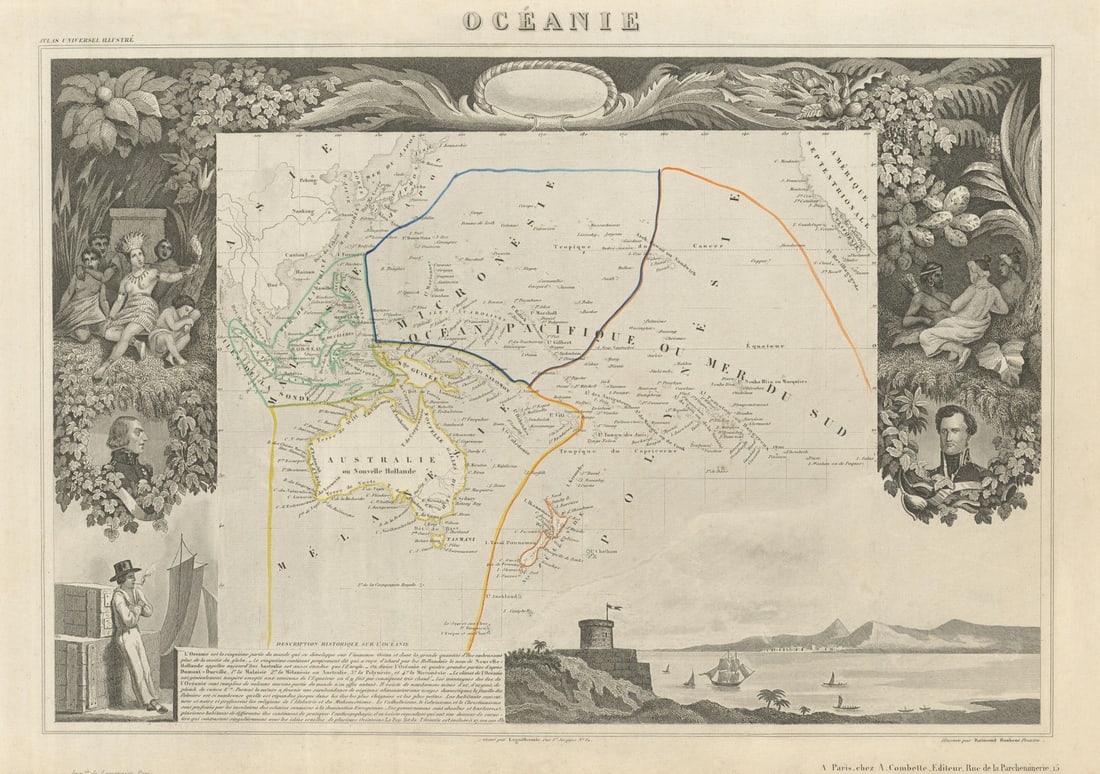 OCEANIE. Oceania. Australia New Zealand. Antique map/carte. LEVASSEUR 1856 (1 of 1)