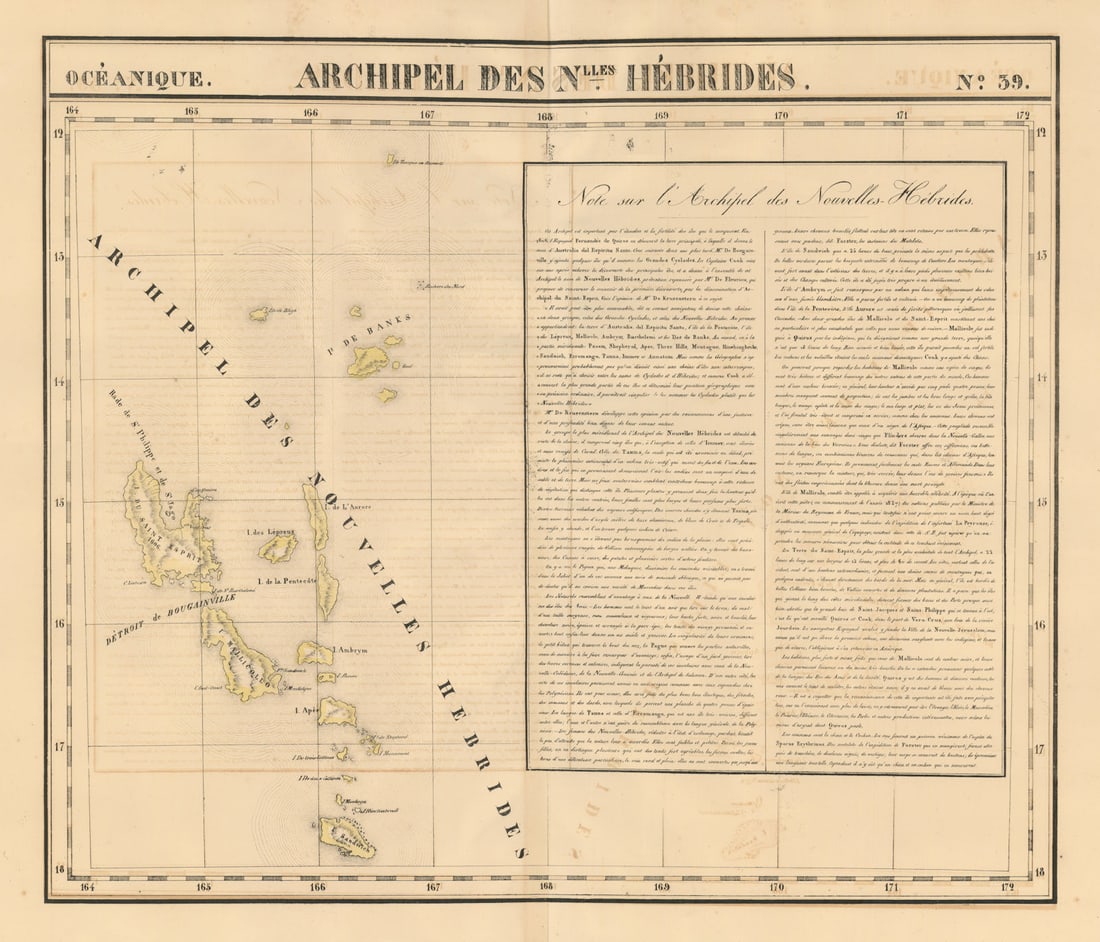 Océanique. Archipel des Nouvelle Hébrides #39. Vanuatu. VANDERMAELEN 1827 map (1 of 1)