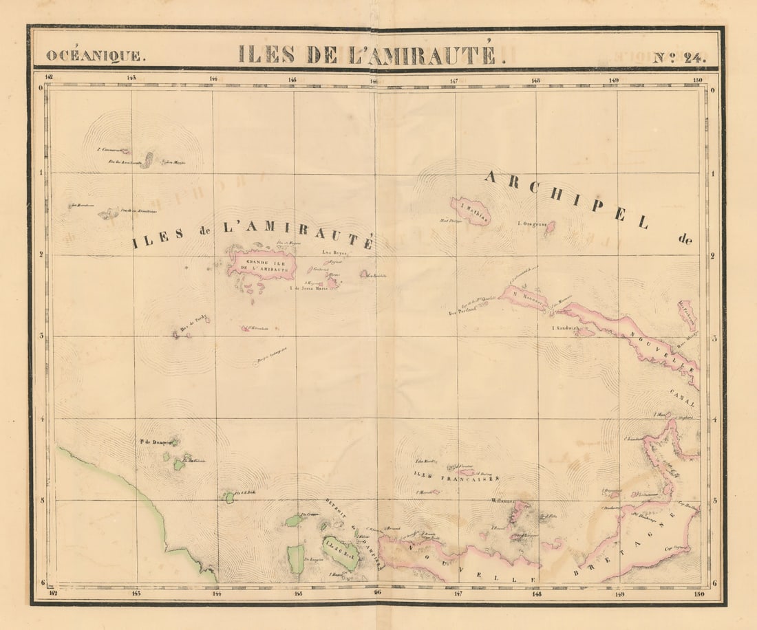 Océanique. Iles de l'Amirauté #24. Bismarck Archipelago. VANDERMAELEN 1827 map (1 of 1)