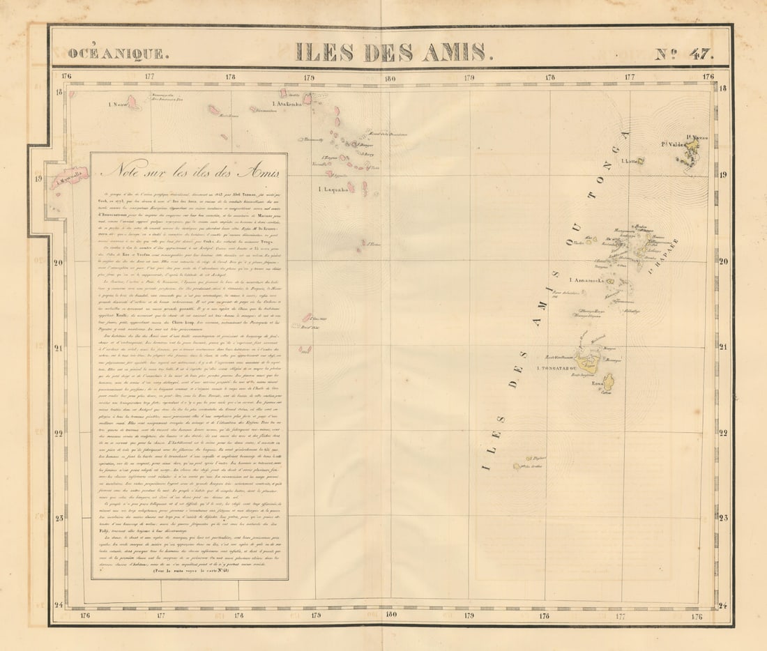 Océanique. Iles des Amis #47. Tonga. Lau & Moala, Fiji. VANDERMAELEN 1827 map (1 of 1)