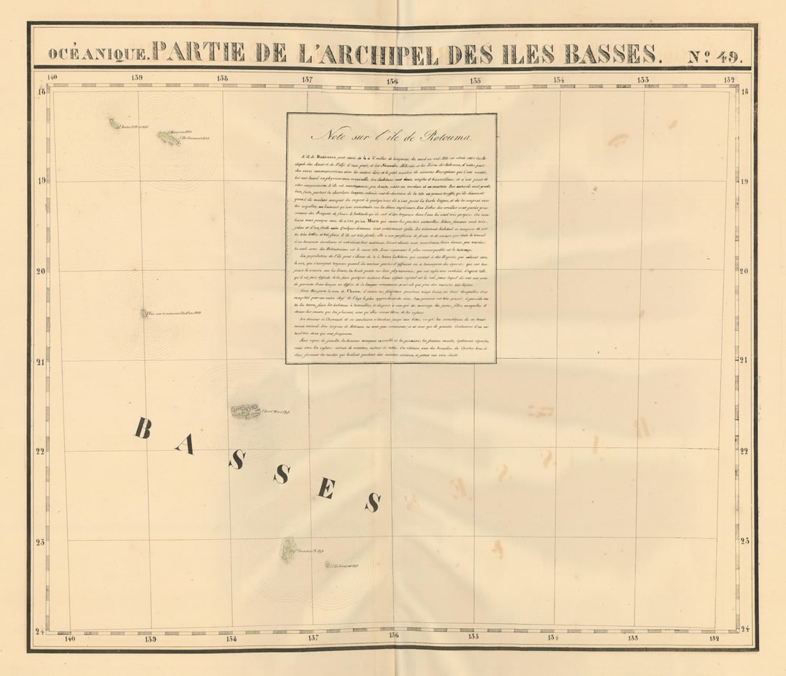 Océanique. Partie… des Iles Basses #49 Gambiers Polynesia. VANDERMAELEN 1827 map: Océanique - Partie de l'Archipel des Iles Basses [Note sur les l'île de Rotouma] - No. 49. The Gambier archipelago, south eastern Tuamotus, Polynesia . Philippe Marie Guillaume