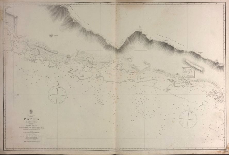 British New Guinea South Coast. Round Head. Admiralty sea chart 1880 old map (1 of 1)