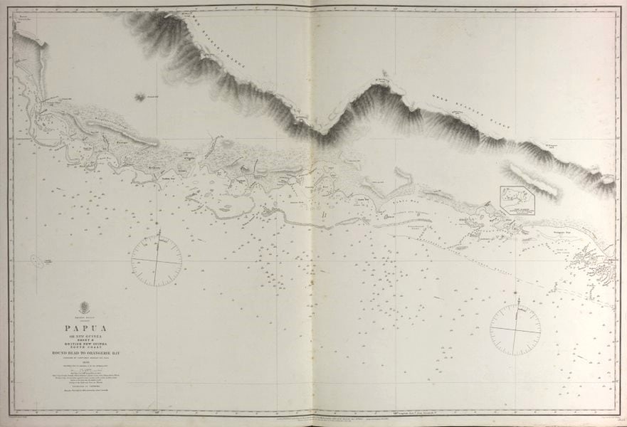 Papua/British New Guinea South Coast Orangerie Bay. Admiralty sea chart 1880 map (1 of 1)