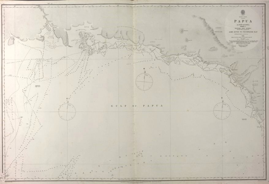 British New Guinea South Coast. Aird River. Admiralty sea chart 1880 old map (1 of 1)