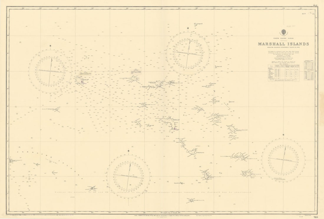 Marshall Islands North Pacific Ocean Micronesia ADMIRALTY chart 1891 (1953) map (1 of 1)