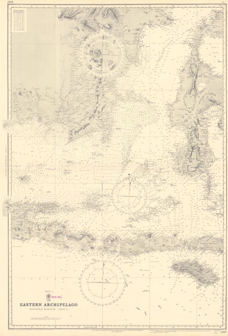Indonesia Java Sunda islands Sulawesi Borneo ADMIRALTY chart 1867 (1954) map (1 of 1)
