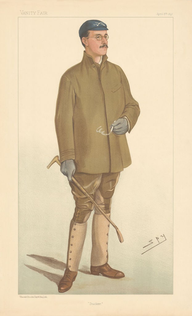 VANITY FAIR SPY CARTOON Douglas Hamilton Mclean 'Ducker' Rowing 1897 old print: Ducker [Mr Douglas Hamilton McLean]. McLEAN Mr Douglas Hamilton. Rowed for and coach of Oxford. By Spy. Born in Australia 1860. before going to Eton ! Rowed for Oxford 5 times. Lived in and played cri