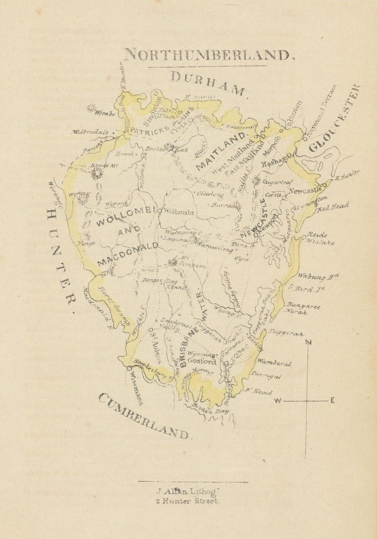 Northumberland county/cadastral map—Newcastle & Central Coast—Wells/Allan 1848 (1 of 1)