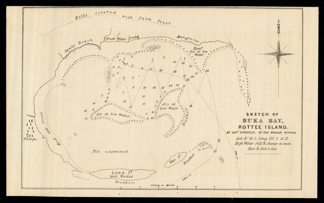 Buka Bay, Rottee Island by Capt. Richard Spratly. Rote Island, Timor 1841 map (1 of 1)