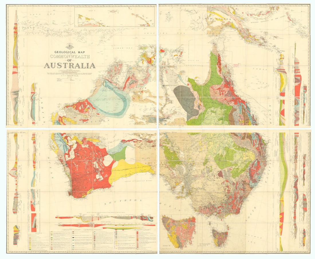 Geological Map of the Commonwealth of Australia—TW Edgeworth David—4 sheets 1931 (1 of 1)