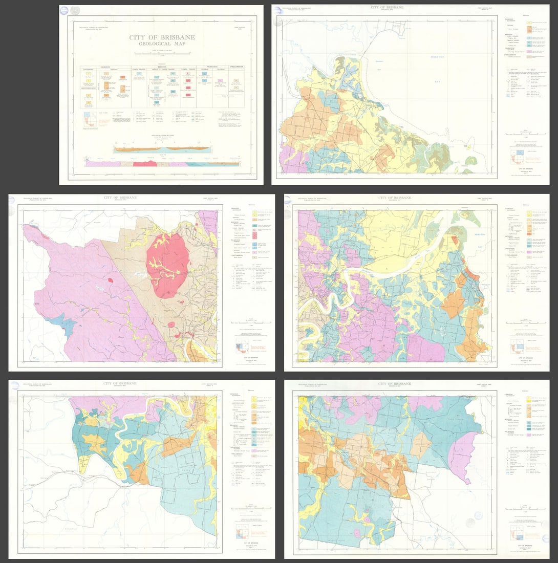 City of Brisbane geological map—6 sheets—Geological Survey of Queensland 1965 (1 of 1)