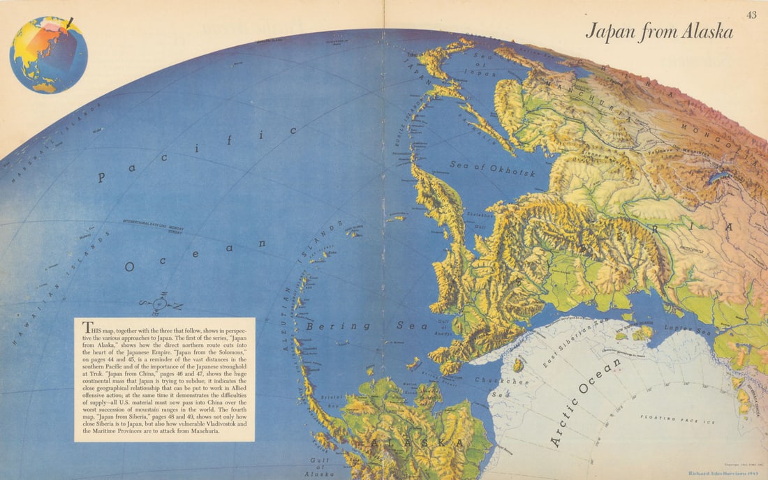 Japan from Alaska—Persuasive map—World War 2—Richard Edes Harrison—Fortune (1 of 1)
