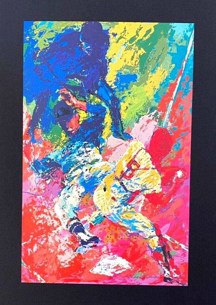 LEROY NEIMAN + SLIDING HOME + CIRCA 1990'S + SIGNED PRINT FRAMED - 2