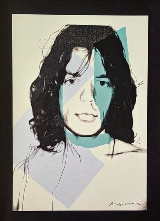 ANDY WARHOL + SIGNED 1984 "MICK JAGGER" PRINT MOUNTED & FRAMED - 2