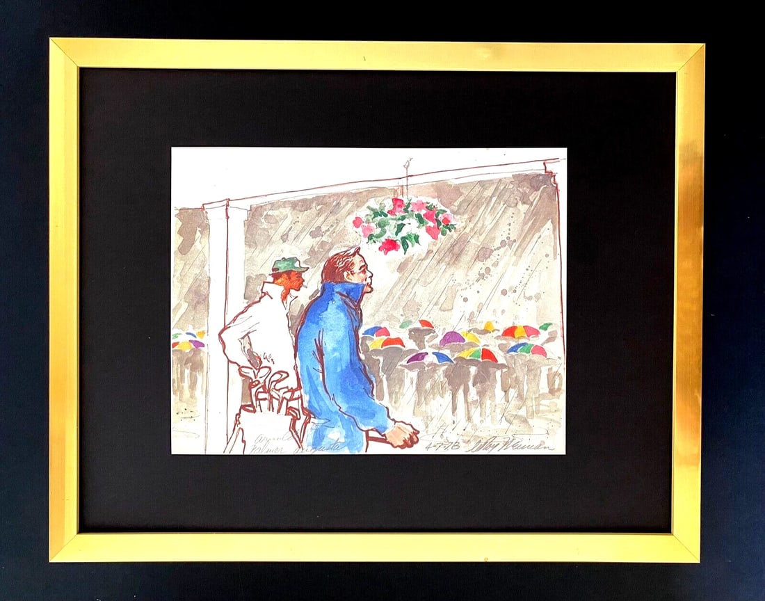 LEROY NEIMAN + ARNOLD PALMER GOLF + 1970'S + SIGNED PRINT FRAMED 14X11 in.: We have for Sale this LEROY NEIMAN AWESOME 1970'S PRINT ON PAPER " ARNOLD PALMER " SIGNED ON THE PLATE SIZE OF THE PRINT: 10 X 8 in NEW FRAME COVERS AN AREA OF 15 X 12 in MOUNTED AND FRAMED EXCELLENT 