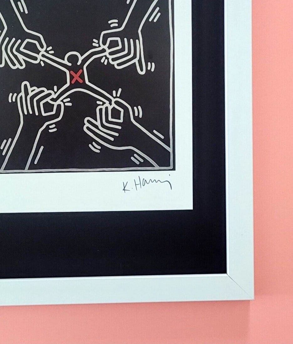 KEITH HARING + VINTAGE 1989 PRINT SIGNED MOUNTED AND FRAMED - 3