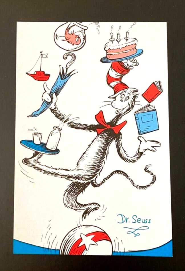 DR. SEUSS + SIGNED " CAT IN THE HAT " PRINT FRAMED - 2