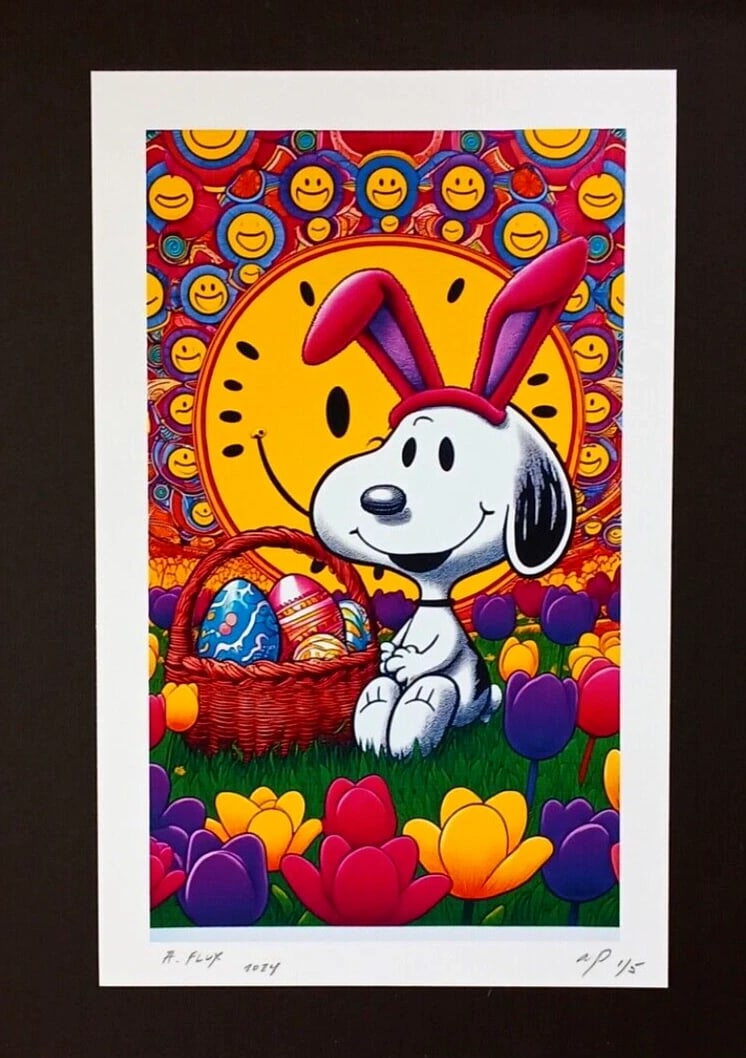 AIDAN FLUX | Hand Signed Original Print Framed | Ltd. Ed. of 100 | COA Snoopy - 2