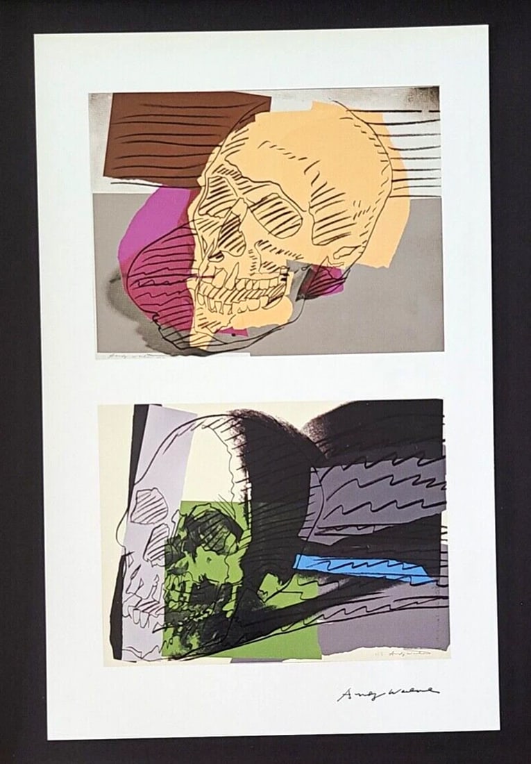 ANDY WARHOL + SIGNED 1984 " SKULLS " PRINT FRAMED - 2